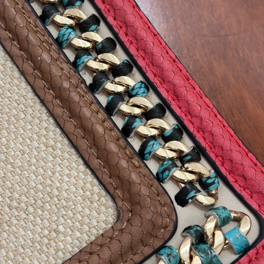 Aldo Red and Cream Crossbody Bag with Chain Detail - Picture 7 of 7